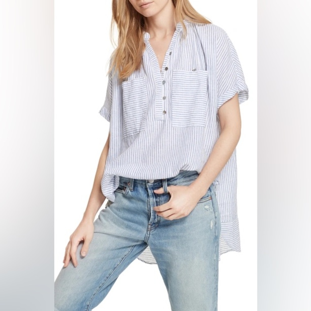 Free People For Keeps Linen Blend Top